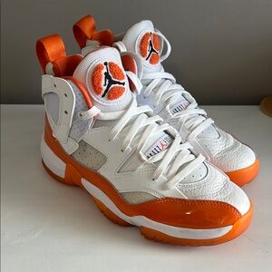 Kids' Jordan White and Orange Sneakers